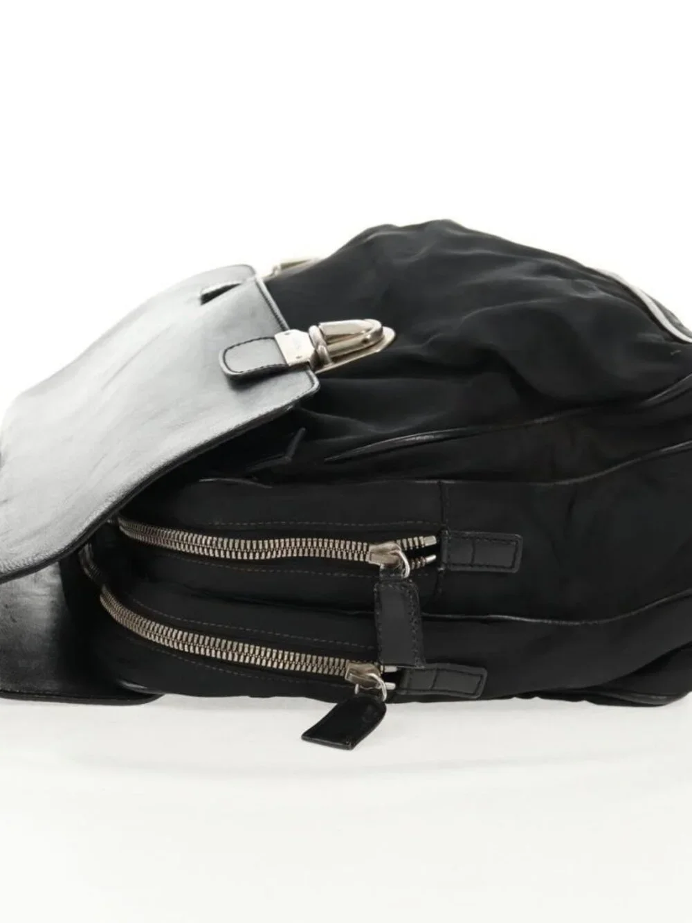 PRADA Hand Bag Nylon Leather Black Silver Auth bs32080 - Picture 4 of 16